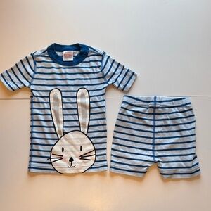 Hanna Andersson Blue Striped Bunny Pajama Set